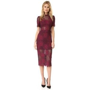Alexis Lace dress, burgundy